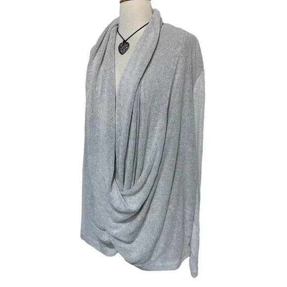 Anthropologie Saturday‎ Sunday L gray draped front long sleeve comfy sweatshirt - Picture 2 of 6